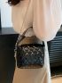 Elegant Square Bag Black Chain Mini Quilted Pu
