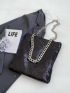 Black Square Bag Sequins Decor Chain Strap Fashionable