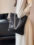 Black Square Bag Sequins Decor Chain Strap Fashionable