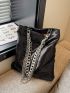 Black Square Bag Sequins Decor Chain Strap Fashionable