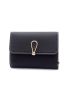 PU Small Wallet Black Litchi Embossed Elegant