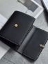 PU Small Wallet Black Litchi Embossed Elegant