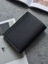 PU Small Wallet Black Litchi Embossed Elegant