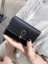 PU Small Wallet Black Litchi Embossed Elegant