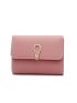 PU Small Wallet Pink Litchi Embossed Fashionable