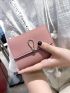 PU Small Wallet Pink Litchi Embossed Fashionable