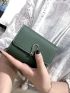 PU Small Wallet Green Litchi Embossed Fashionable