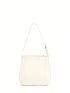 White Bucket Bag Minimalist Adjustable Strap PU