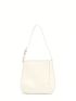 White Bucket Bag Minimalist Adjustable Strap PU