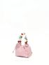 Mini Ruched Bag Fashionable Bead Decor Drawstring PU