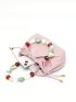 Mini Ruched Bag Fashionable Bead Decor Drawstring PU