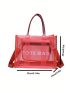 Fashionable Letter Pattern Design PVC Transparent Double Handle Tote Bag