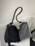 Oversized Studded Decor Hobo Bag Adjustable Strap