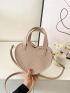 Stitch Detail Novelty Bag Heart Shaped Double Handle Zipper Polyester Fashionable