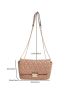 Quilted Detail Square Bag Flap Chain PU Elegant