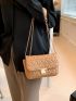 Quilted Detail Square Bag Flap Chain PU Elegant