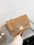 Quilted Detail Square Bag Flap Chain PU Elegant