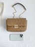 Quilted Detail Square Bag Flap Chain PU Elegant