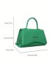 Small Square Bag Fashion Crocodile Embossed Metal Decor Flap PU