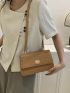 Small Square Bag Crocodile Embossed Flap PU Elegant