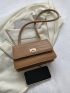 Small Square Bag Crocodile Embossed Flap PU Elegant