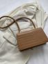 Small Square Bag Crocodile Embossed Flap PU Elegant