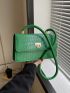 Small Square Bag Fashion Crocodile Embossed Flap PU