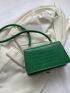 Small Square Bag Fashion Crocodile Embossed Flap PU