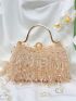 Mini Faux Pearl Decor Box Bag Top Handle For Prom