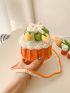 Mini Cake Design Crochet Bag Drawstring Fashionable Crossbody Bag