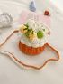 Mini Cake Design Crochet Bag Drawstring Fashionable Crossbody Bag