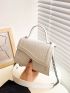 Mini Crocodile Embossed Flap Square Bag Top Handle