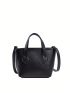 Litchi Embossed Square Bag Double Handle Small