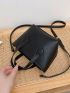 Litchi Embossed Square Bag Double Handle Small