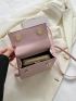 Mini Bow Decor Flap Square Bag Top Handle Pink