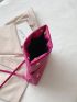 Neon Pink Square Bag Litchi Embossed Flap Funky