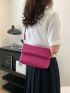 Neon Pink Square Bag Litchi Embossed Flap Funky