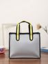 Large Shoulder Tote Bag Colorblock Double Handle For Daily