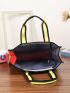 Large Shoulder Tote Bag Colorblock Double Handle For Daily