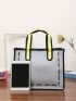 Large Shoulder Tote Bag Colorblock Double Handle For Daily