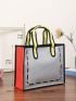 Large Shoulder Tote Bag Colorblock Double Handle For Daily