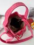 Mini Bucket Bag Heart Graphic Drawstring Design Pink