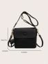 Litchi Embossed Square Bag Flap With Bag Charm