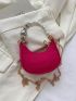 Mini Crocodile Embossed Hobo Bag Faux Pearl Decor Funky