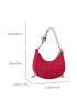 Mini Crocodile Embossed Hobo Bag Faux Pearl Decor Funky