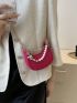 Mini Crocodile Embossed Hobo Bag Faux Pearl Decor Funky