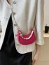 Mini Crocodile Embossed Hobo Bag Faux Pearl Decor Funky