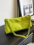 Letter Graphic Square Bag Medium Flap Green