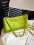 Letter Graphic Square Bag Medium Flap Green