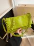 Letter Graphic Square Bag Medium Flap Green